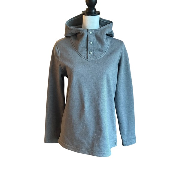 The North Face Pullover Women's Medium Gray Knit Stitch Fleece Snap Button - Picture 1 of 12